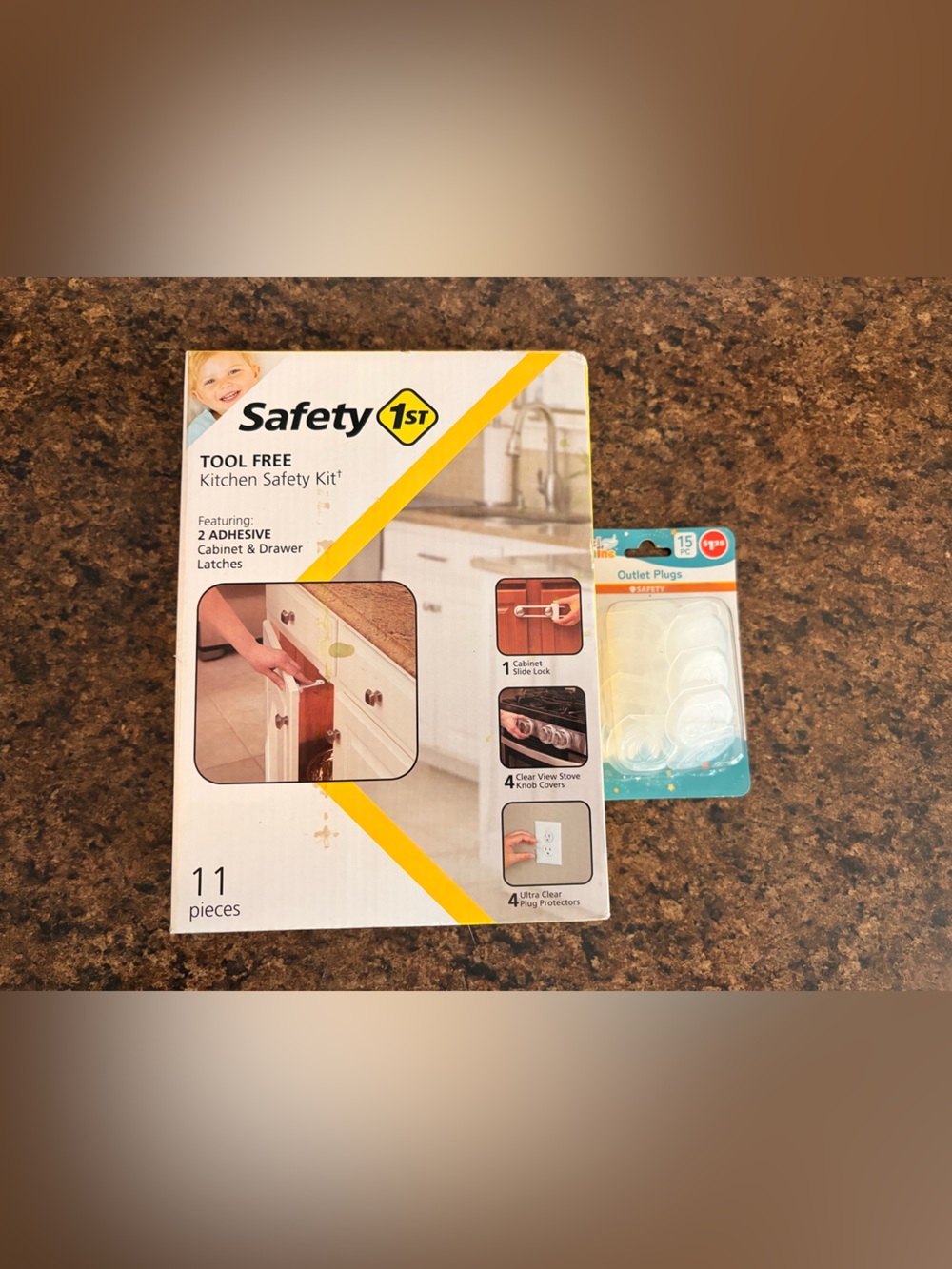 Tool Free Kitchen Safety Kit – White with Yellow Accents